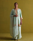 Kora Silk Kurti, Bamberg Satin Pallazo With Organza Dupatta