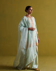 Kora Silk Kurti, Bamberg Satin Pallazo With Organza Dupatta