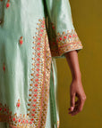 Kora Silk Kurti, Bamberg Satin Pallazo With Organza Dupatta
