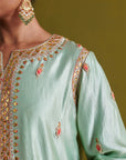 Kora Silk Kurti, Bamberg Satin Pallazo With Organza Dupatta
