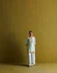 Kora Silk Kurti, Bamberg Satin Pallazo With Organza Dupatta