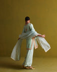 Kora Silk Kurti, Bamberg Satin Pallazo With Organza Dupatta