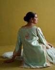 Kora Silk Kurti, Bamberg Satin Pallazo With Organza Dupatta