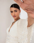 Ivory dress with embellished cape