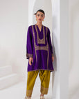 Purple & olive green contrast Pakistani suit