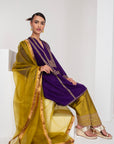 Purple & olive green contrast Pakistani suit