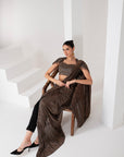 Black crystal hanging embellished pant saree