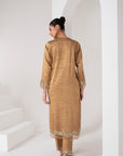 Gold tissue Pakistani suit set