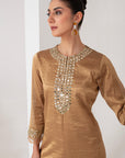 Gold tissue Pakistani suit set