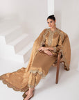Gold tissue Pakistani suit set
