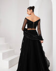 Black lehenga with ruffle dupatta