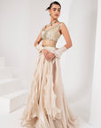 Ivory lehenga with ruffle dupatta