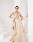 Ivory lehenga with ruffle dupatta