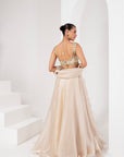Ivory lehenga with ruffle dupatta