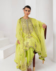Lime green kalidaar short kurta , dhoti salwar & dupatta