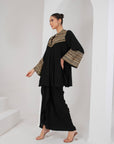 Black kalidar kurta & drape skirt set