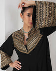 Black kalidar kurta & drape skirt set
