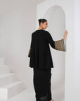 Black kalidar kurta & drape skirt set