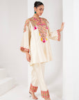 Ivory embellished short shirt & Pakistani salwar