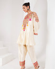 Ivory embellished short shirt & Pakistani salwar