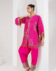 Fascia pink embellished short shirt & Pakistani salwar