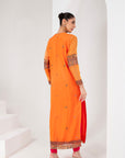 Orange & fascia pink Pakistani suit