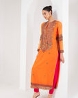 Orange & fascia pink Pakistani suit