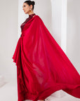 Red NALKI blouse, drape saree & belt