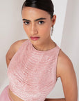 Pink NALKI blouse with A line skirt