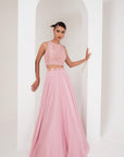 Pink NALKI blouse with A line skirt