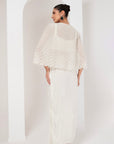 Ivory blouse, embellished cape & skirt set