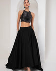 Black nalki blouse & high-low skirt