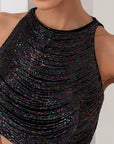 Black nalki blouse & high-low skirt