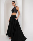 Black nalki blouse & high-low skirt
