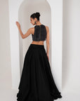Black nalki blouse & high-low skirt