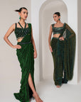 Black Nalki blouse , lurex saree& belt set