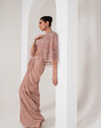Lavender crystal hanging blouse & lurex saree