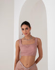 Lavender crystal hanging blouse & lurex saree