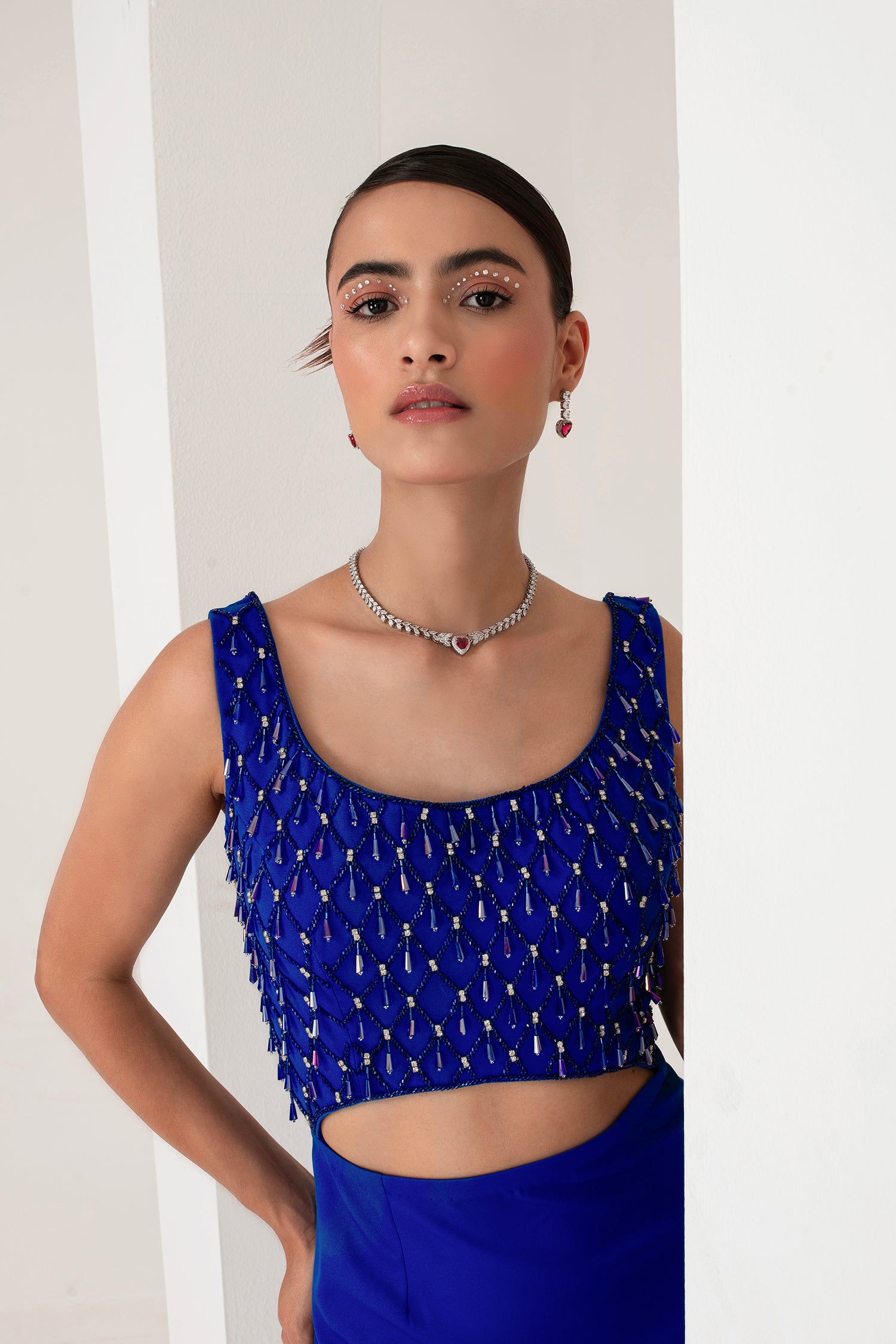 Blue dress drape saree