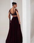 Black base with pink lurex crystal hanging blouse with lehenga