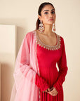 Intricately Zardosi Embroidered Yoke with Pleated