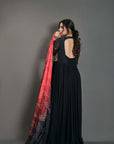 Intricately Sequin Embroidered Ombre Anarkali with Pleated Flare
