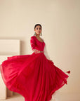 Intricately Sequin Embroidered Anarkali with Pleated Ombre Flare