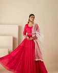 Intricately Sequin Embroidered Anarkali with Pleated Ombre Flare