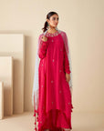 Intricately Sequin Embroidered Ombre Georgette Anarkali Set
