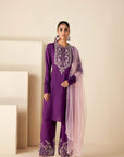 Intricately Sequin Embroidered Anarkali with Ombre Pleated Flare