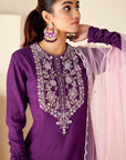 Intricately Sequin Embroidered Anarkali with Ombre Pleated Flare
