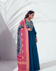 Intricately Sequin Embroidered Ombre Anarkali with Pleated Flare