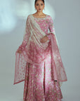 Sequin Embroidered Ombre Anarkali with Pleated Flare and Gathered Sleeves
