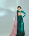 Intricately Sequin Embroidered Ombre Anarkali Set